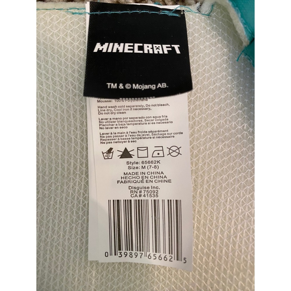 Minecraft Diamond Armor Deluxe Kids Costume 3pc Set Teal Blue Size M 7-8 - Picture 7 of 7